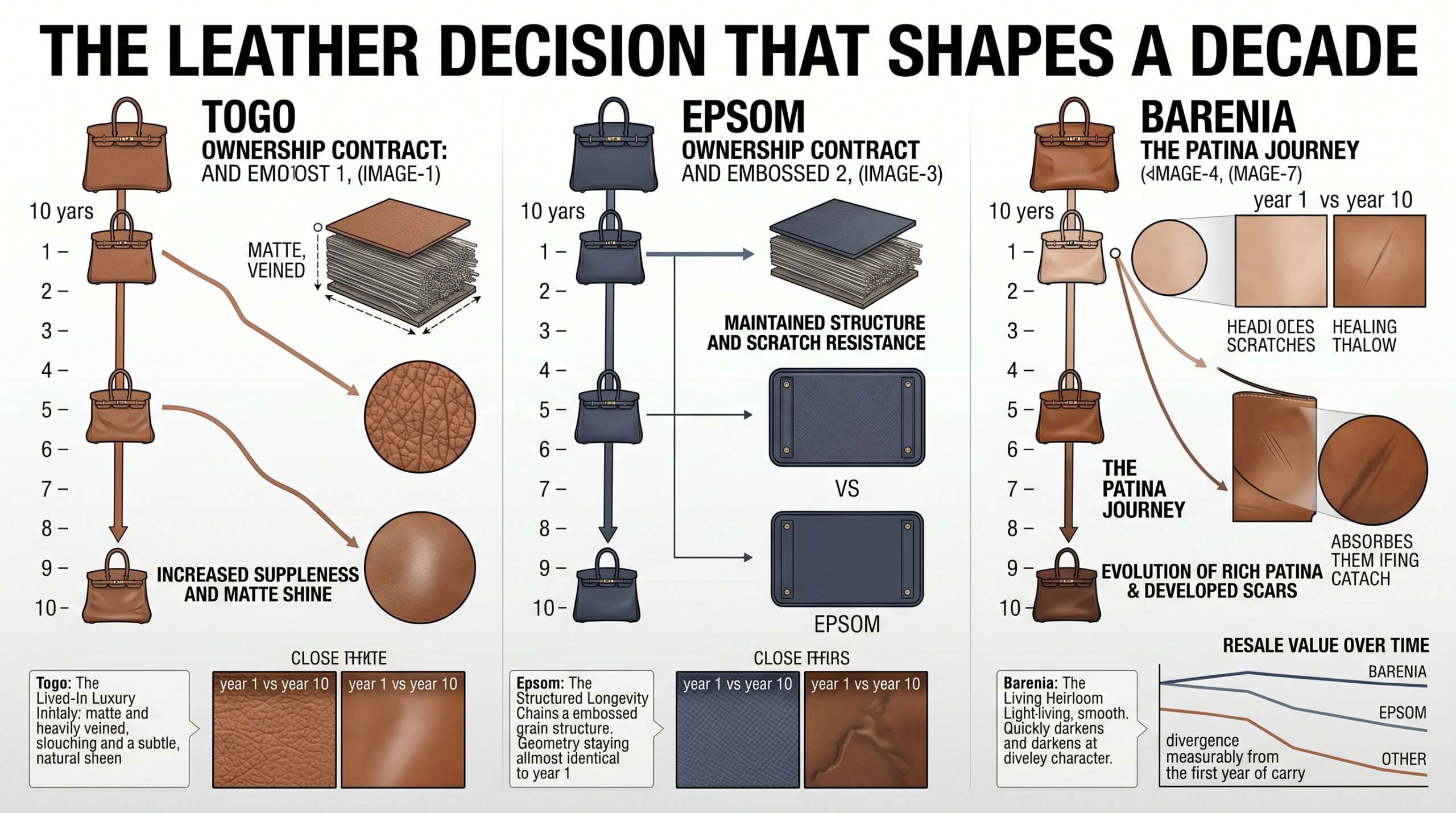Hermes Birkin leather selection 10 year decision guide Togo Epsom Barenia