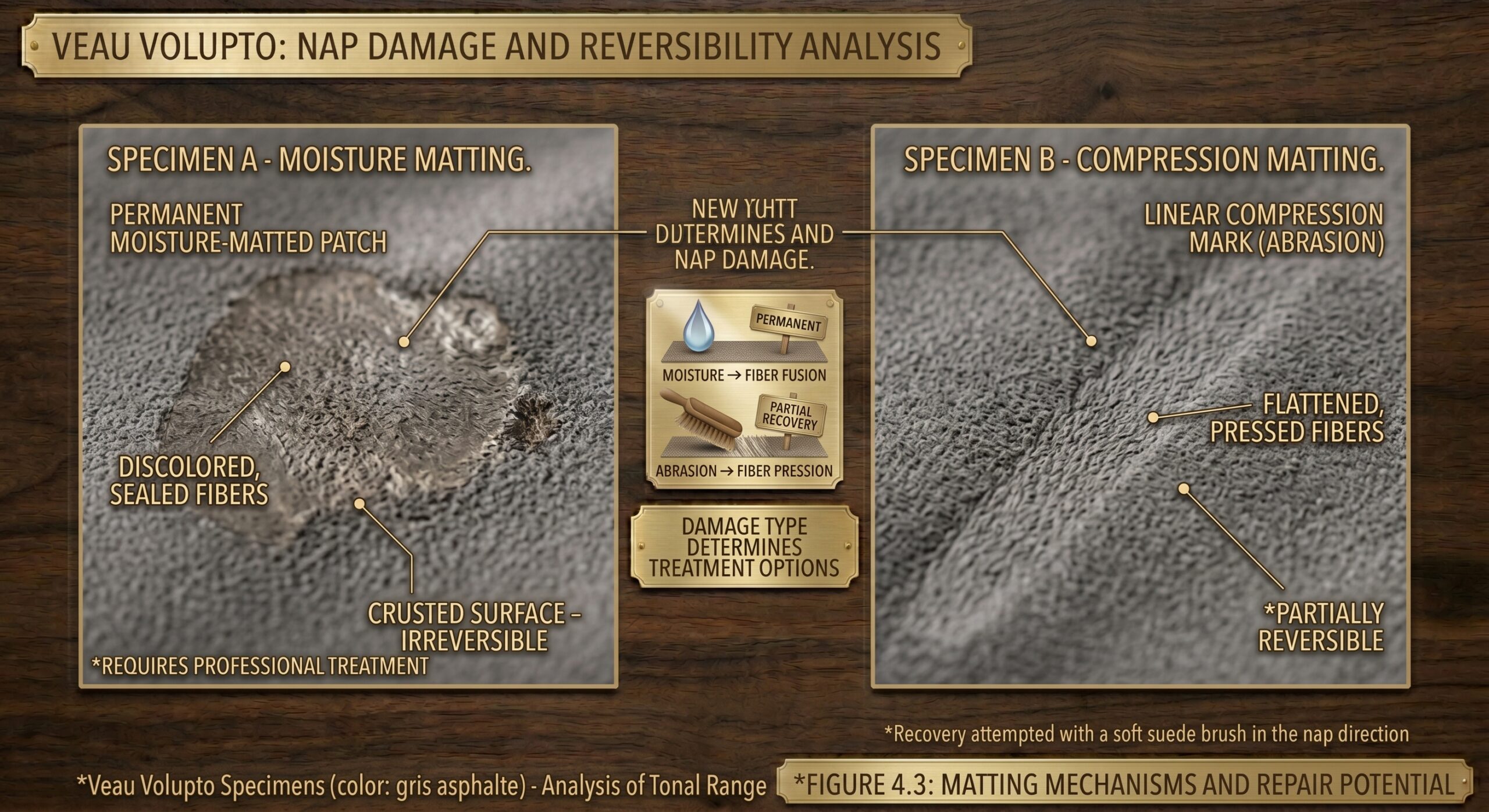Veau Volupto nap matting moisture compression damage care assessment detail