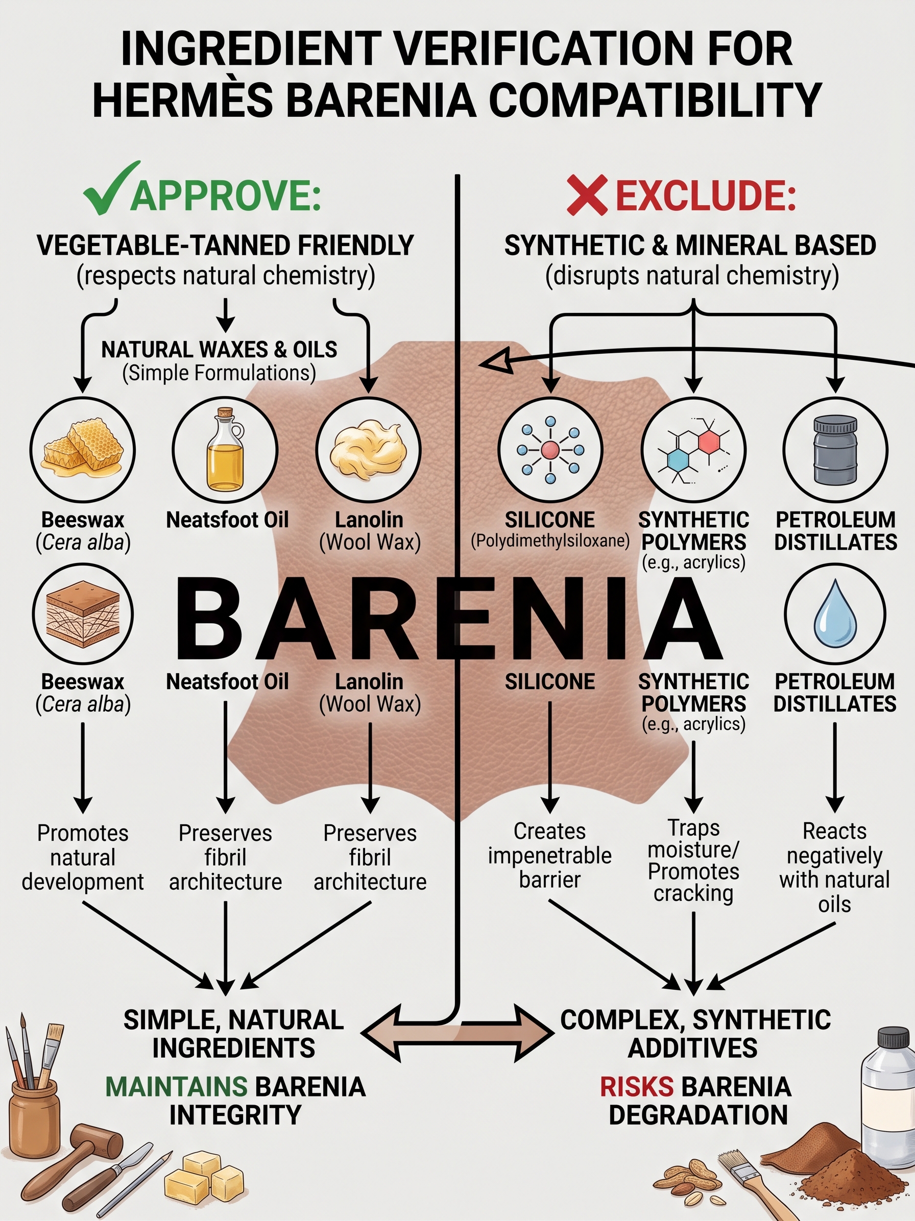 Barenia leather conditioner ingredient check beeswax neatsfoot oil vegetable tannage