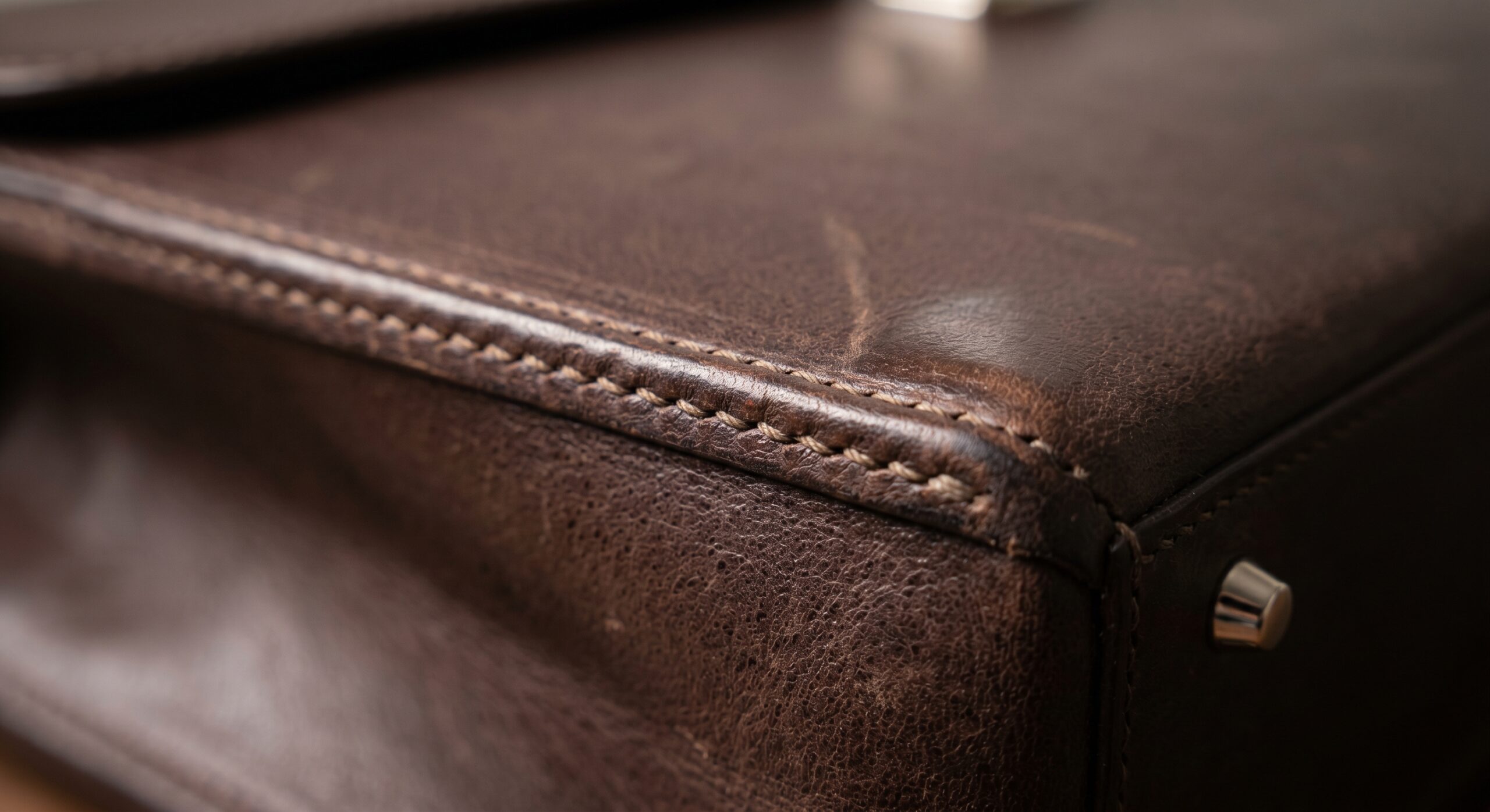 Sellier Kelly exterior seam saddle stitch edge detail leather tension close-up