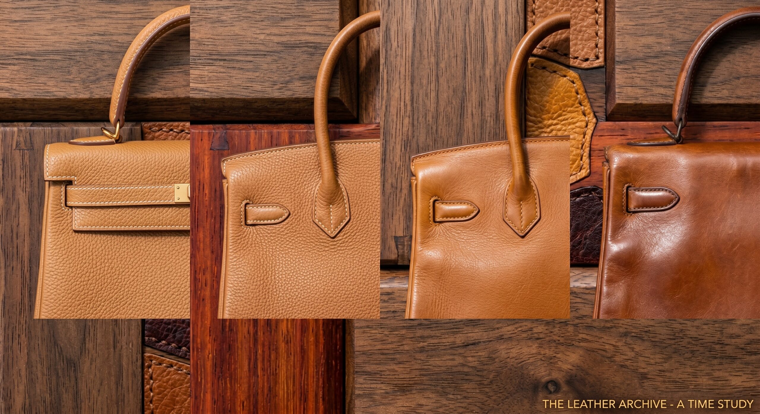 Hermes Togo leather patina color change over time comparison