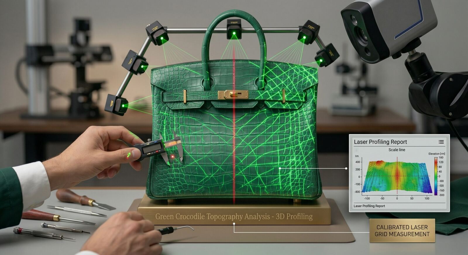 Hermès crocodile belly centre axis symmetry check authentication front panel