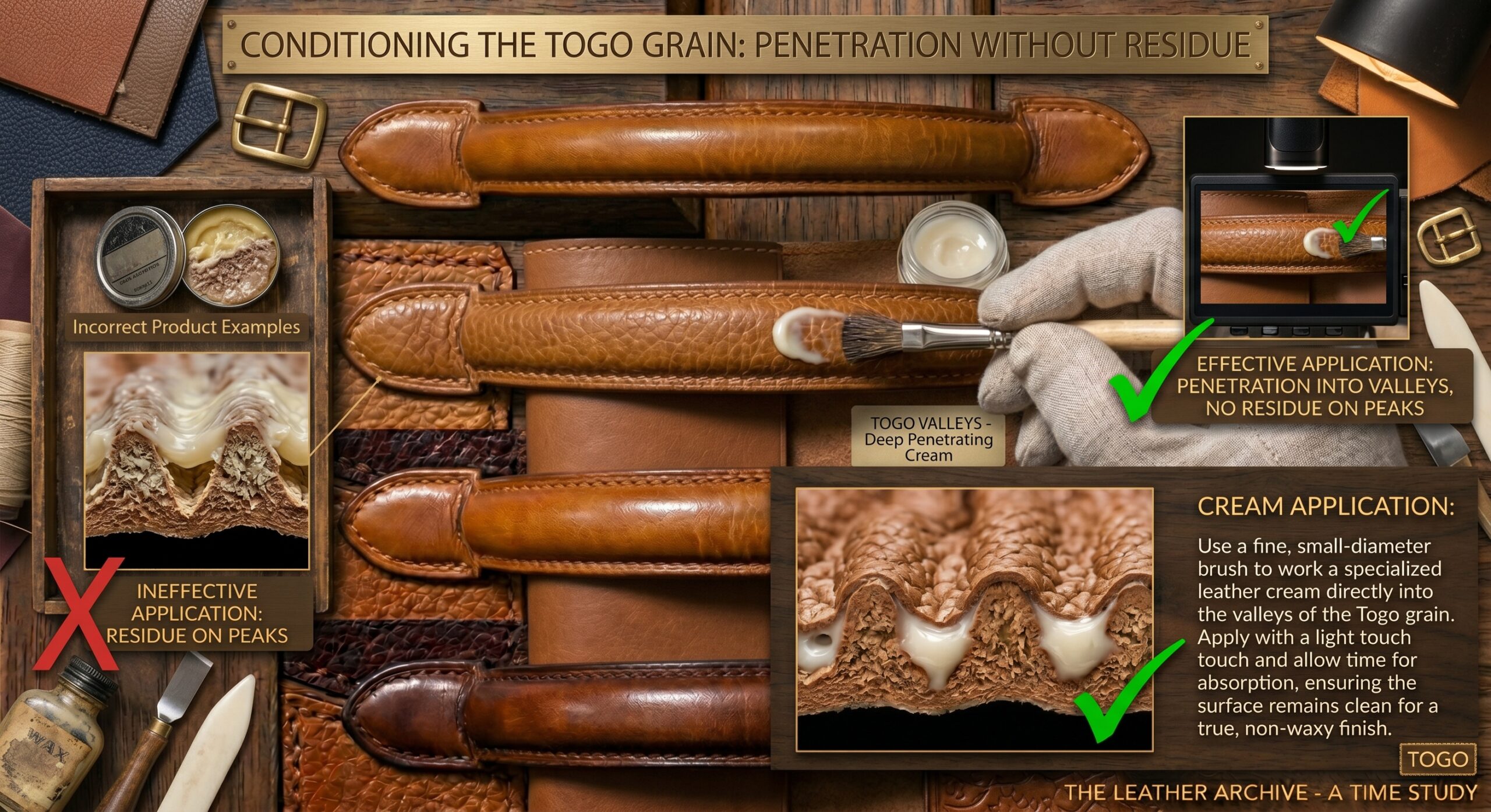 Hermes Togo leather conditioning care patina management detail