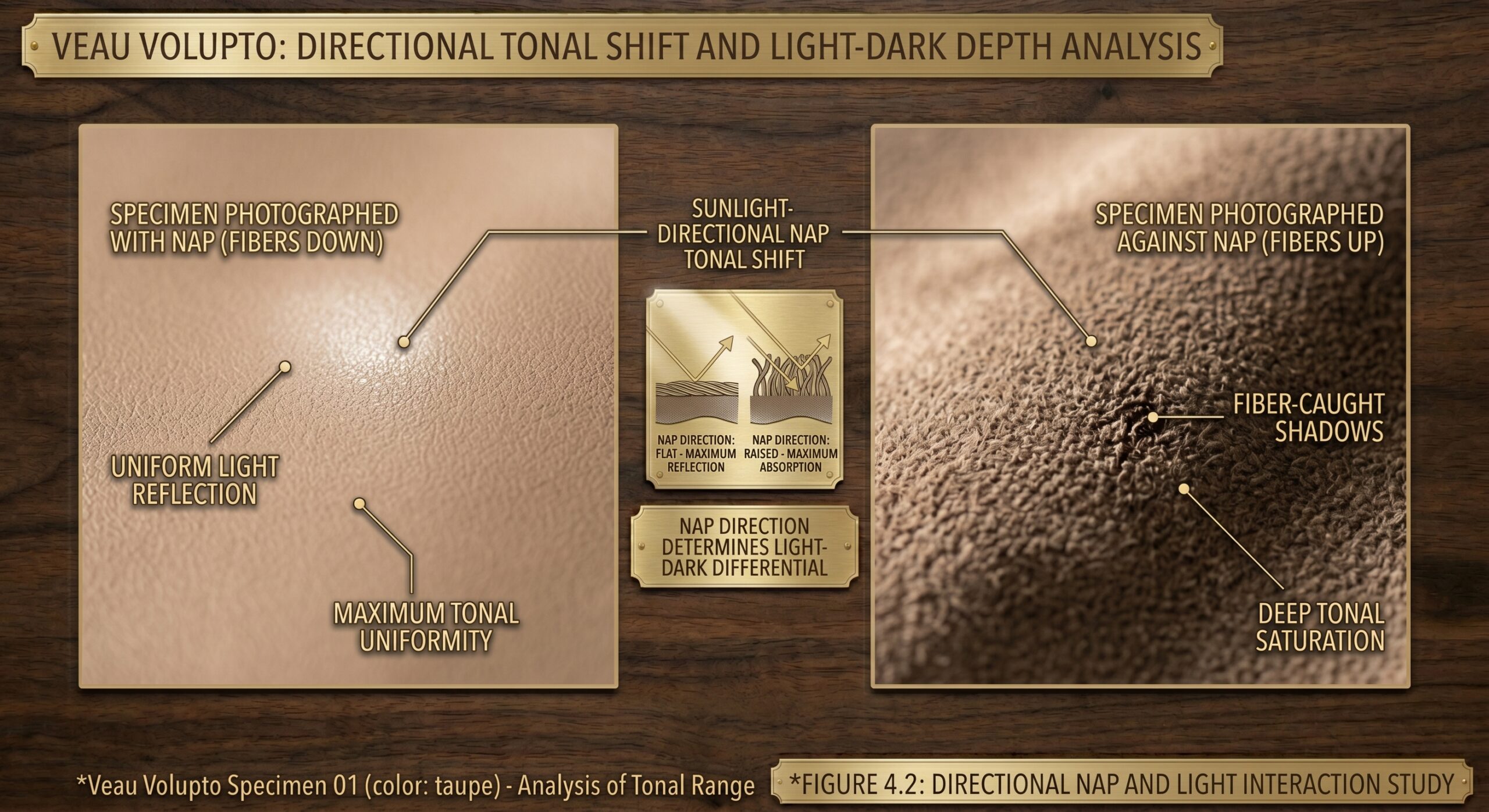 Veau Volupto nap direction tonal shift light dark colour depth detail