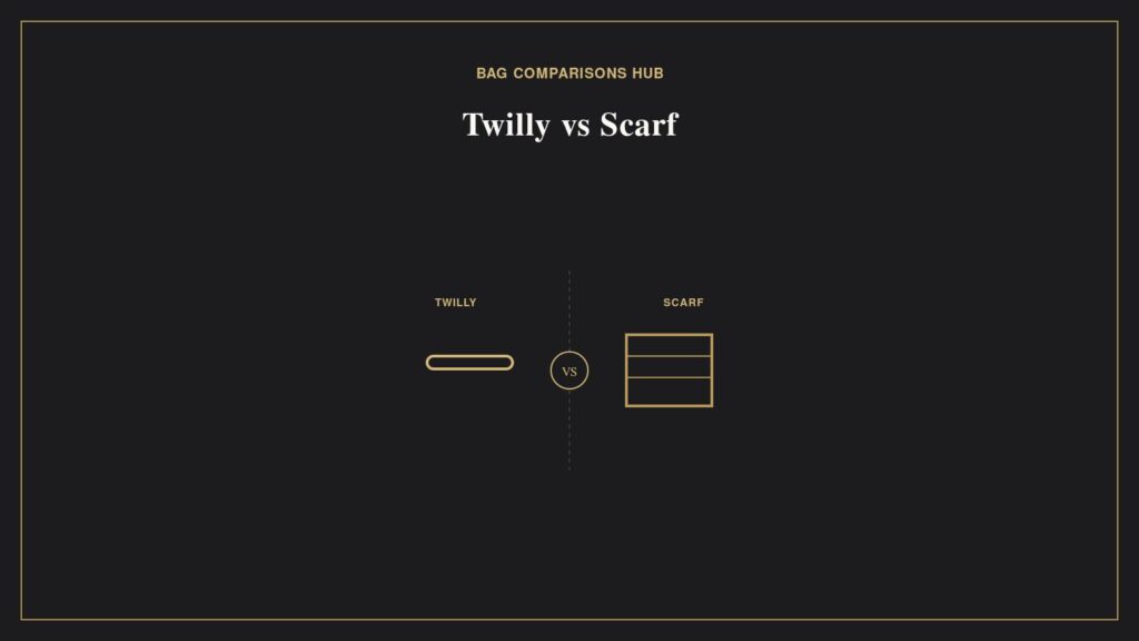 Illustration comparing a narrow Twilly ribbon against a folded square Scarf