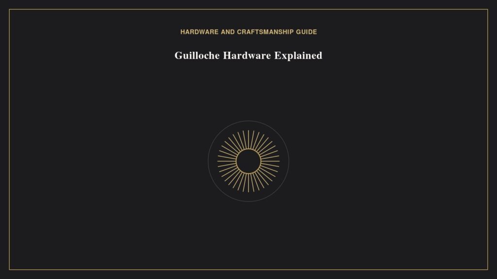 Hermès Guilloché Hardware Explained: What It Is and Which Bags Have It Illustration of radiating engraved lines representing Guilloche hardware detailing