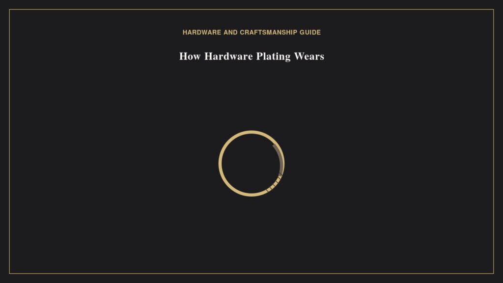How Hermès Hardware Plating Wears Over Time Illustration of a hardware ring showing worn and scratched plating representing plating wear over time