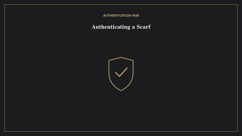 How to Authenticate a Hermès Scarf (Silk Twill Weave Checks) Illustration of a verification seal with checkmark representing authenticating a Hermes silk scarf