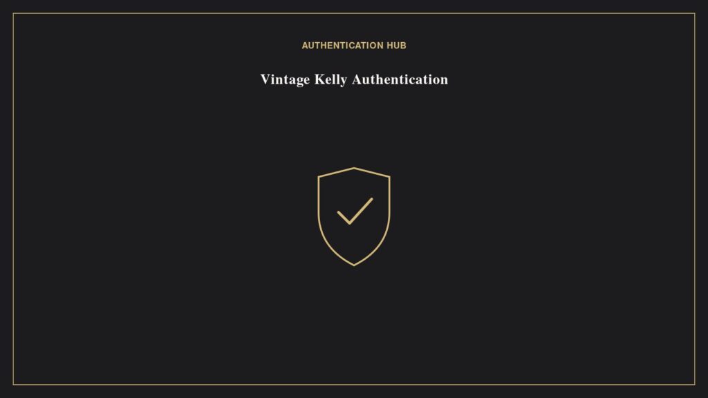 Illustration of a verification seal with checkmark representing authenticating vintage Hermes Kelly bags