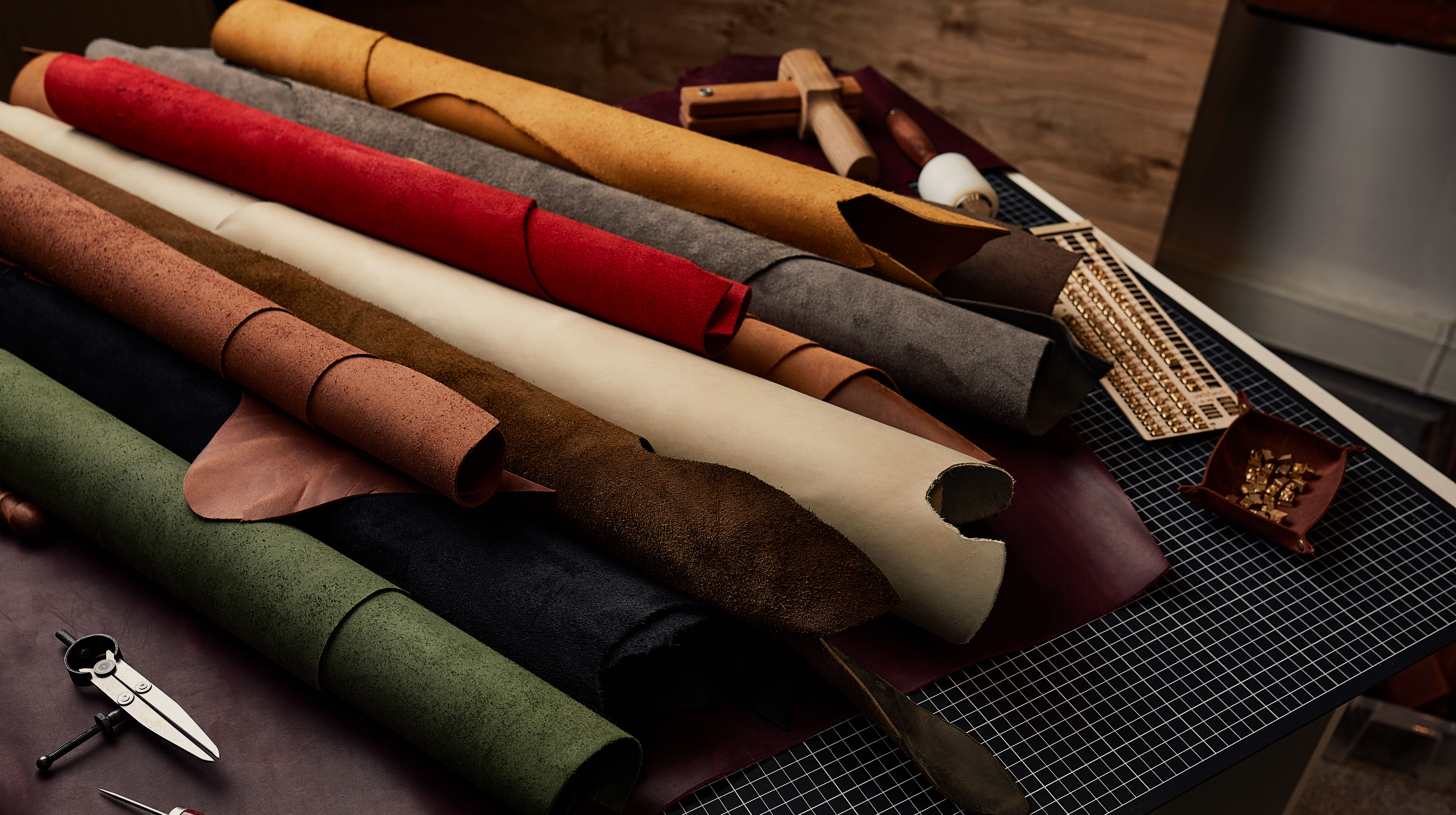 Rows of leather color samples in different shades, representing the range of Hermes colors compared for resale value